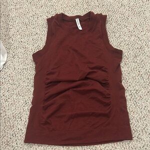 Athleta Red Ruched Sleeveless Muscle Tee
